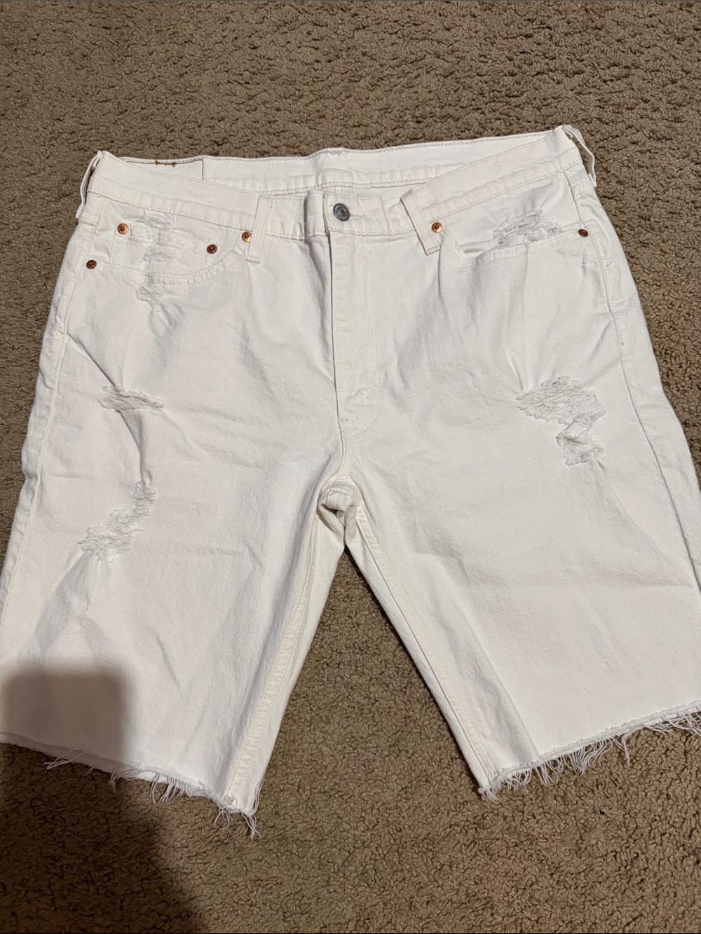 Levi's White Denim Cutoff Bermuda Shorts